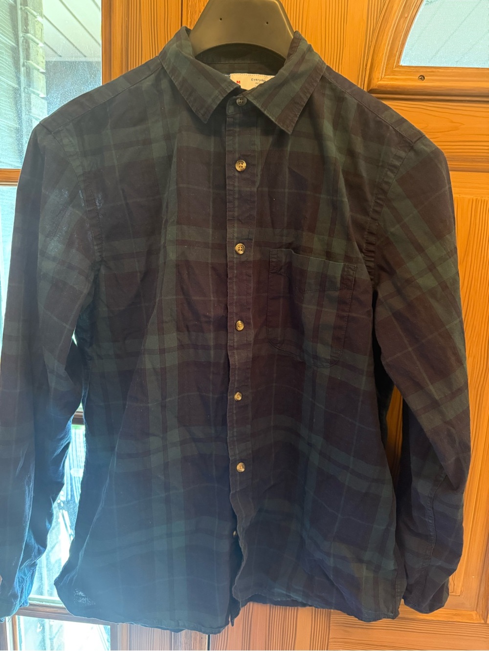 Old Navy Navy & Green Plaid Button-Down Shirt